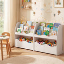 Kids Toy Storage Organizer, Wooden Montessori Bookshelf with 2 Rolling Drawers, Toddler Storage Cabinet – product image 3