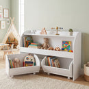 Kids Toy Storage Organizer, Toddler Wooden Montessori Toy Storage Shelf with 2 Rolling Drawers – product image 7