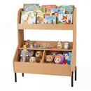Kids Toy Storage Organizer, Wooden Montessori Bookshelf with 2 Storage Bins and Open Shelf – product image 12