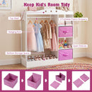 Kids Dress Up Storage Shelf with Mirror and Hanging Rod for Toddler Clothes – product image 5
