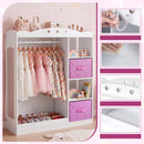 Kids Dress Up Storage Shelf with Mirror and Hanging Rod for Toddler Clothes – product image 7