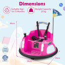 12V Kids' Ride-On Bumper Car with Flashing Lights and Remote Control - Pink - product detail 4