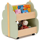 Kids Wooden Bookshelf, Toddler Double-Sided Bookcase Toy Storage Shelf w/Universal Wheels – product image 10