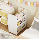 3-Tier Kids Bookshelf with Rolling Storage Cart White view 2