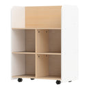 3-Tier Kids Bookshelf with Rolling Storage Cart White view 3