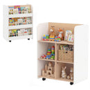 3-Tier Kids Bookshelf with Rolling Storage Cart White view 4