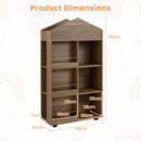 Wooden Kids Bookshelf and Toy Storage, Toddler Dollhouse Bookcase with Multiple Compartments – product image 9