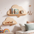 Cloud-Shaped Wall Shelves with Hooks Natural view 1