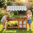 Wooden Kids Mud Kitchen with Canopy and Chalkboard product image 1