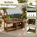 Wooden Kids Mud Kitchen with Canopy and Chalkboard product image 10