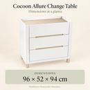 Cocoon Allure Natural Wash white change table dimensions: 96 × 52 × 94 cm