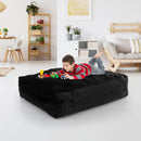 Black 120 x 91cm crash pad with washable velvet cover, perfect for sensory play and impact absorption for all ages.