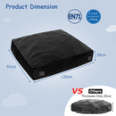 Black 120 x 91cm crash pad with foam blocks and washable velvet cover, ideal for sensory play and impact absorption.