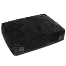 Black crash pad with foam blocks, 120 x 91cm, designed for safe sensory stimulation and easy maintenance with washable cover.