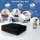 Black 120 x 91cm crash pad with foam blocks and washable velvet cover, ideal for jumping, tumbling, and sensory play.