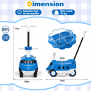 2-in-1 blue ride on push car for toddlers features a bullet train design, horn sounds, and under-seat storage for toys.