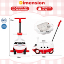 2-in-1 ride on push car for toddlers features a bullet train design, detachable handle, and under-seat storage for toys.