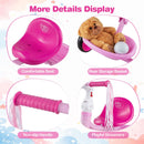 Comfortable pink seat, non-slip handle, playful streamers, and rear storage basket on a foldable toddler tricycle for ages 2-5.