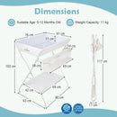 Folding newborn nursery organizer features a 3-compartment storage basket and waterproof PVC surface for easy cleaning.