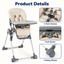 Baby Direct Adjustable Folding High Chair with Removable Tray — Beige, gallery image 10
