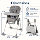 Baby Direct Adjustable Folding High Chair with Removable Tray — Grey, gallery image 14