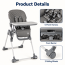 Baby Direct Adjustable Folding High Chair with Removable Tray — Grey, gallery image 20