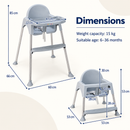Baby Direct Convertible High Chair with Removable Double Tray — Grey, gallery image 4