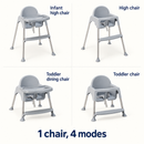 Baby Direct Convertible High Chair with Removable Double Tray — Grey, gallery image 7