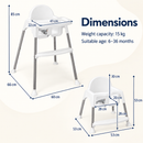 Baby Direct Convertible High Chair with Removable Double Tray — White, gallery image 14
