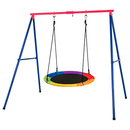 Steel Swing Stand with 102cm Rainbow Saucer Swing – Red & Blue