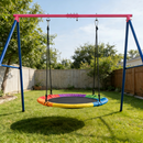 Steel Swing Stand with 102cm Rainbow Saucer Swing – Red & Blue