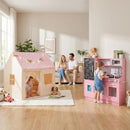 Pink Play Tent and Wooden Kitchen Set with Mat – Pink