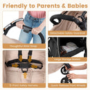 BC10275AU-BE Beige stroller wrist strap, harness, guardrail, basket and quick-release wheels