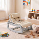 Grey Kids Rocking Chair with Adjustable Backrest & Washable Cushion for 6+ Months