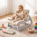 Grey Kids Rocking Chair with Adjustable Backrest & Washable Cushion for 6+ Months