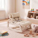 Beige Kids Rocking Chair with Adjustable Backrest & Washable Cushion for 6+ Months