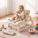 Beige Kids Rocking Chair with Adjustable Backrest & Washable Cushion for 6+ Months