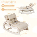 Beige Kids Rocking Chair with Adjustable Backrest & Washable Cushion for 6+ Months