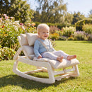 Beige Kids Rocking Chair with Adjustable Backrest & Washable Cushion for 6+ Months