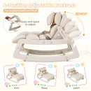 Beige Kids Rocking Chair with Adjustable Backrest & Washable Cushion for 6+ Months