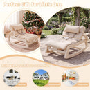 Beige Kids Rocking Chair with Adjustable Backrest & Washable Cushion for 6+ Months