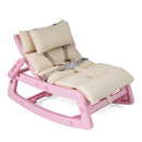 Pink Kids Rocking Chair with Adjustable Backrest & Washable Cushion for 6+ Months