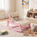 Pink Kids Rocking Chair with Adjustable Backrest & Washable Cushion for 6+ Months