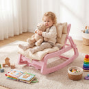 Pink Kids Rocking Chair with Adjustable Backrest & Washable Cushion for 6+ Months