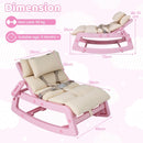 Pink Kids Rocking Chair with Adjustable Backrest & Washable Cushion for 6+ Months