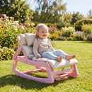 Pink Kids Rocking Chair with Adjustable Backrest & Washable Cushion for 6+ Months