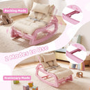 Pink Kids Rocking Chair with Adjustable Backrest & Washable Cushion for 6+ Months