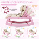 Pink Kids Rocking Chair with Adjustable Backrest & Washable Cushion for 6+ Months