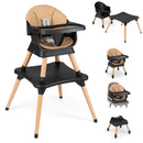 9-in-1 convertible wooden high chair and booster set - black