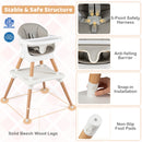 9-in-1 convertible high chair safety features - 5-point harness and beech wood legs